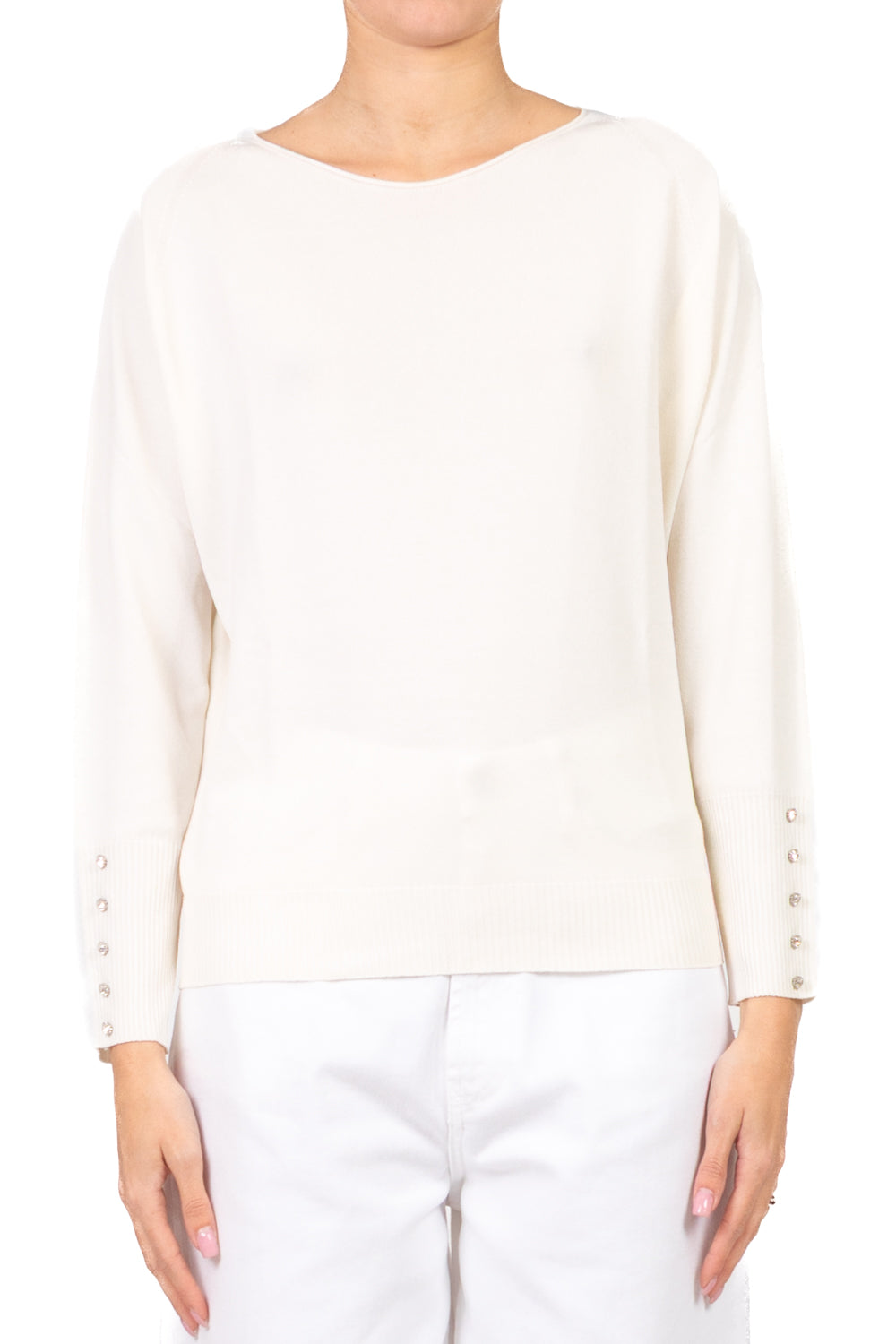 Tensione In - Maglia girocollo con applicazioni polsino Art. 16059