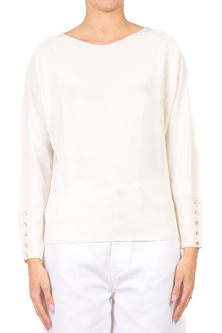 Tensione In - Maglia girocollo con applicazioni polsino Art. 16059