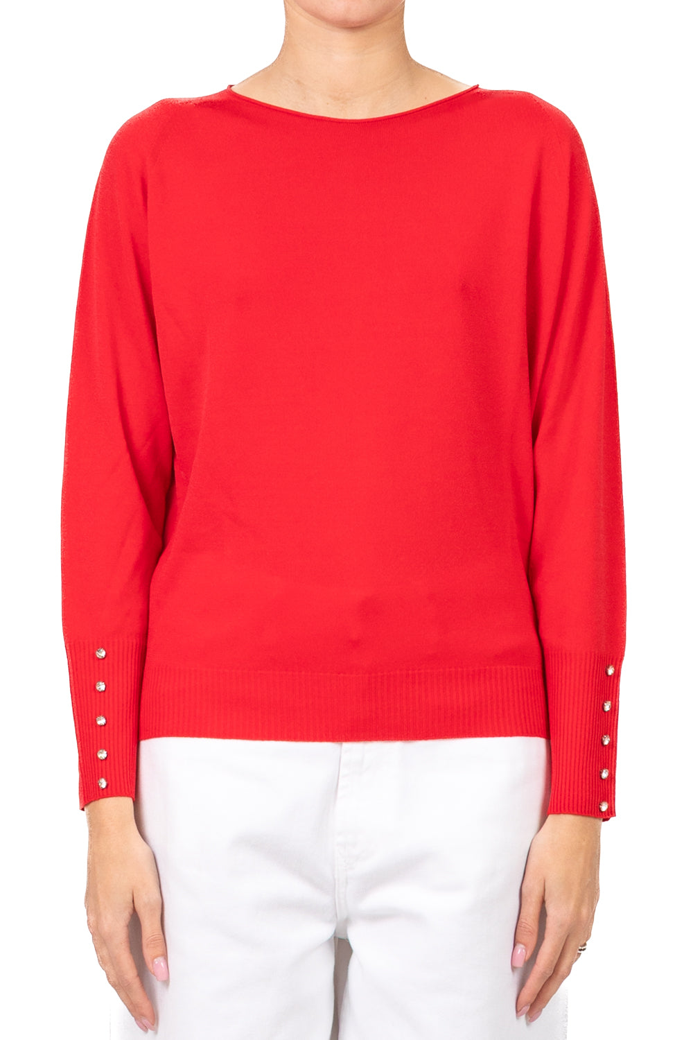 Tensione In - Maglia girocollo con applicazioni polsino Art. 16059