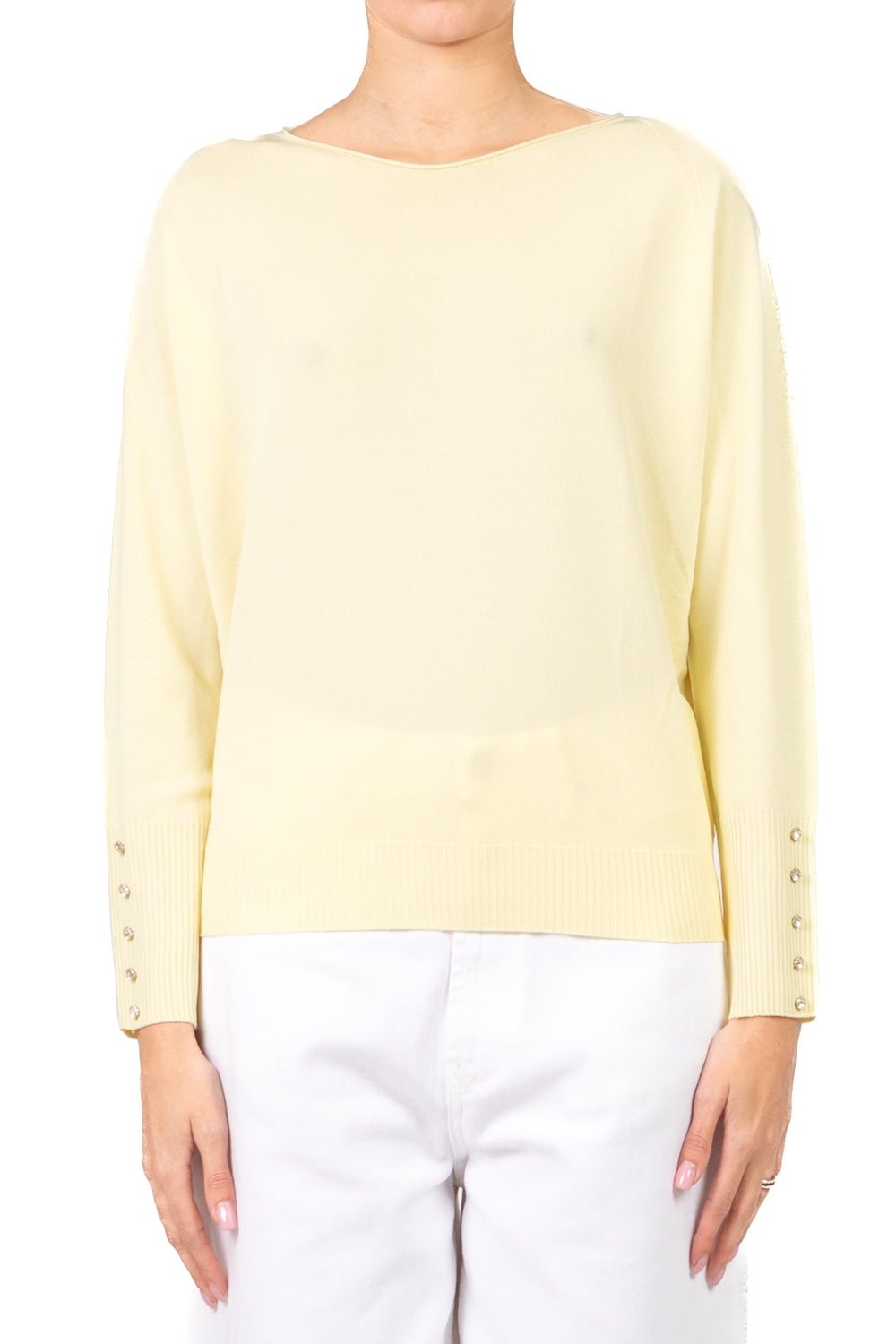 Tensione In - Maglia girocollo con applicazioni polsino Art. 16059