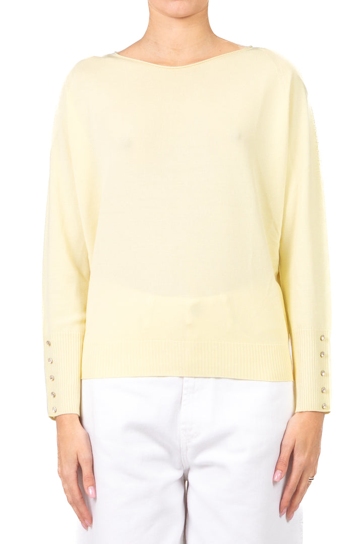 Tensione In - Maglia girocollo con applicazioni polsino Art. 16059