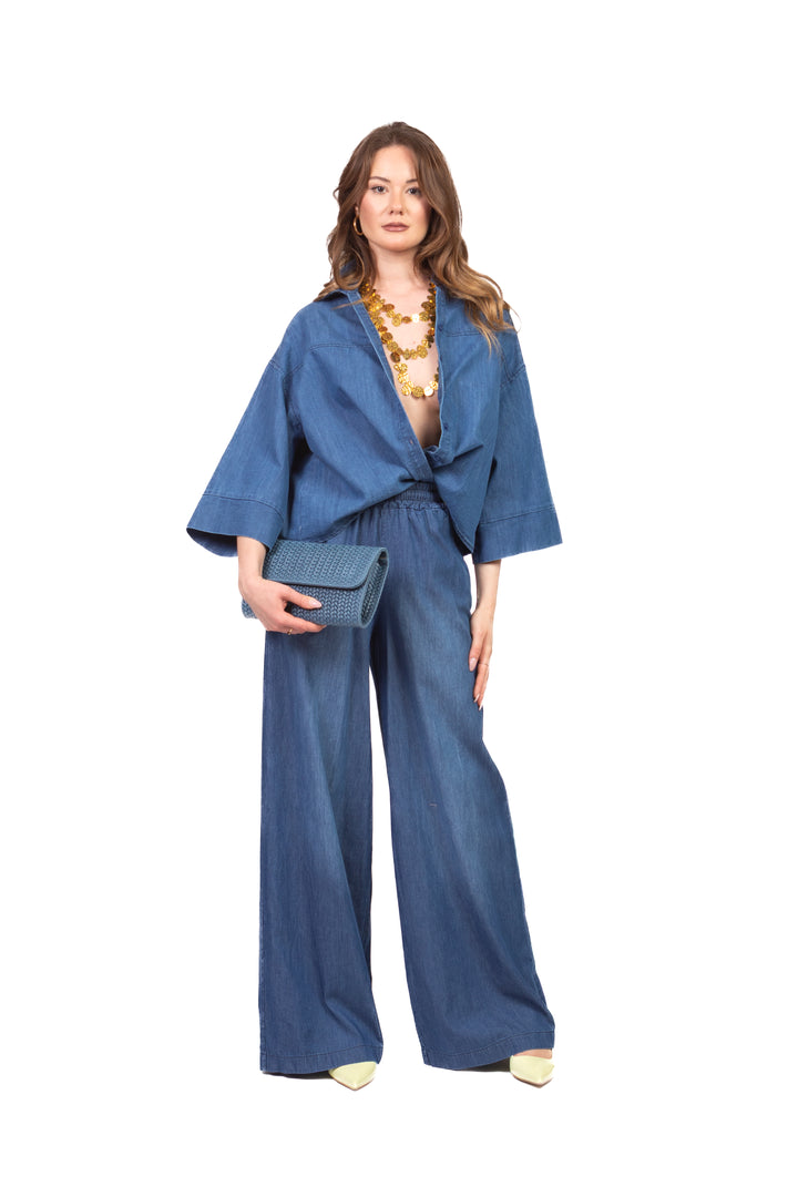 Vicolo - Pantalone in chambray con coulisse Art. TAB1875