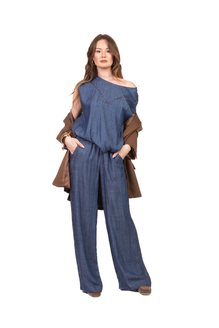 Tensione In - Blusa in denim misto lino Art. S26CD23