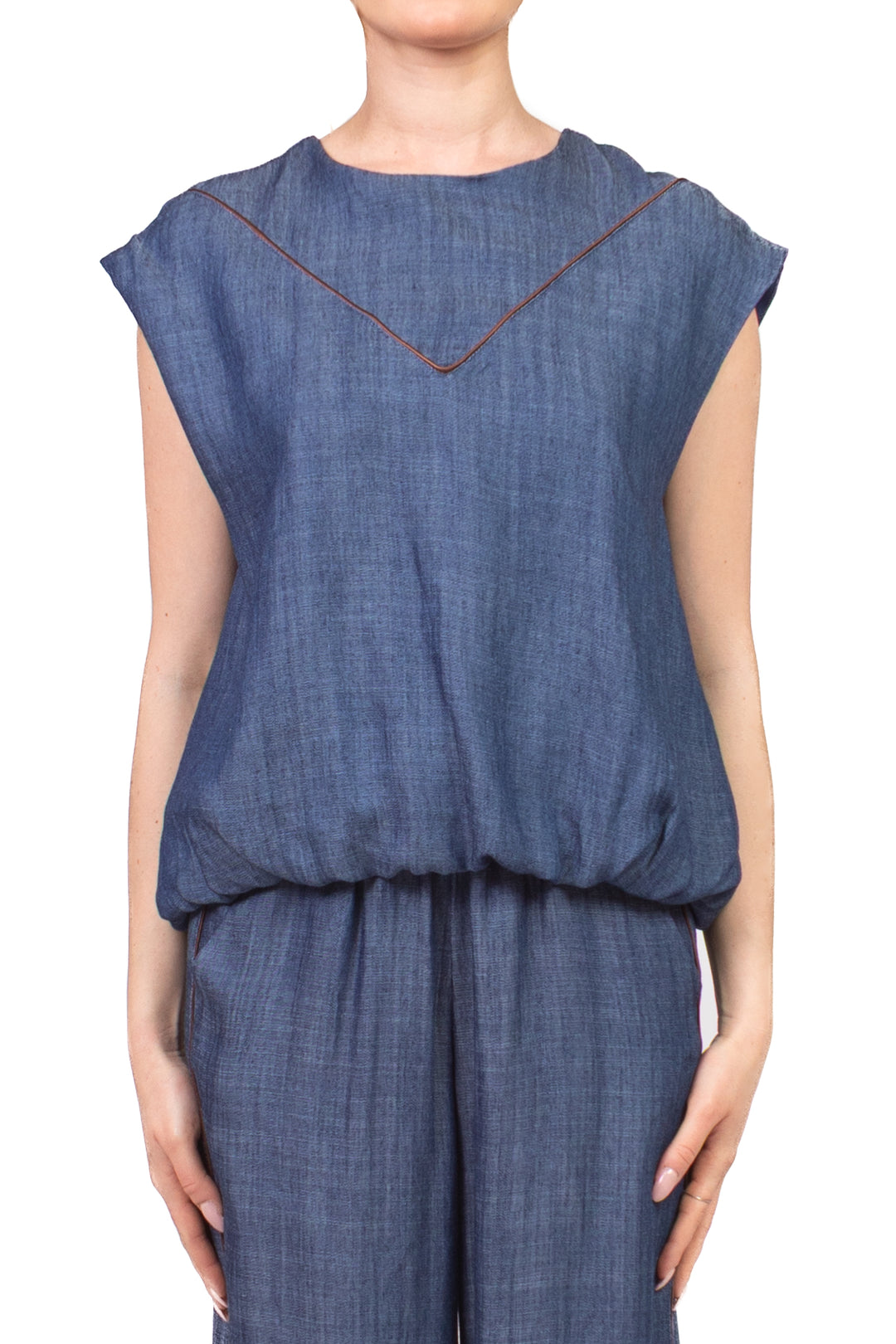 Tensione In - Blusa in denim misto lino Art. S26CD23