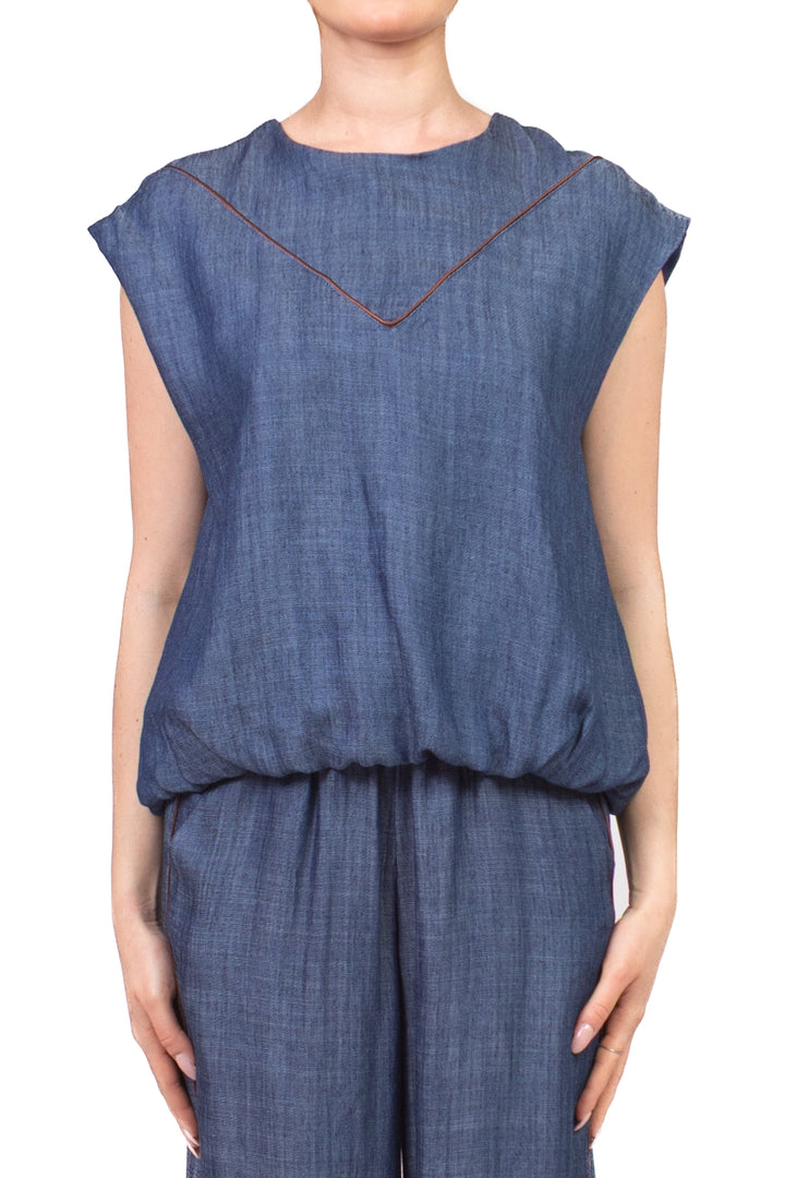 Tensione In - Blusa in denim misto lino Art. S26CD23