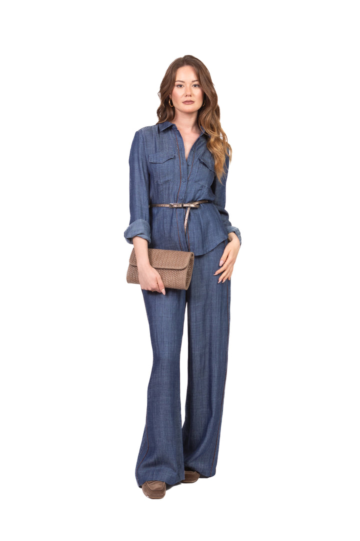 Tensione In - Camicia in denim misto lino Art. S26CD31