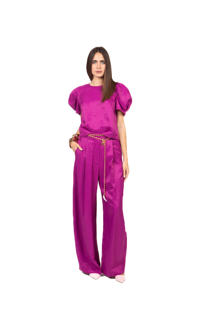 Tensione In - Pantalone semi barrel misto lino Art. S26PB32