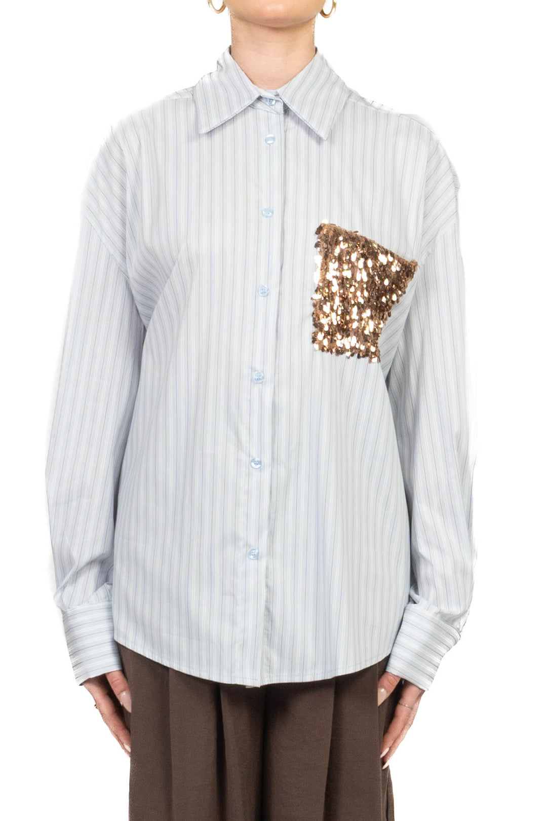 Tensione In - Camicia bacchettata tasca paillettes Art. PE260179