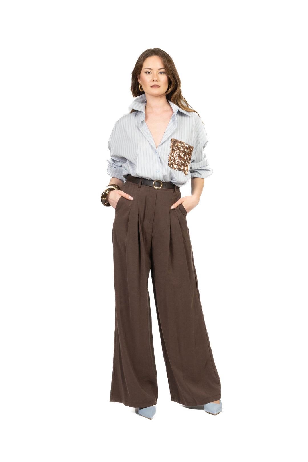 Tensione In - Camicia bacchettata tasca paillettes Art. PE260179