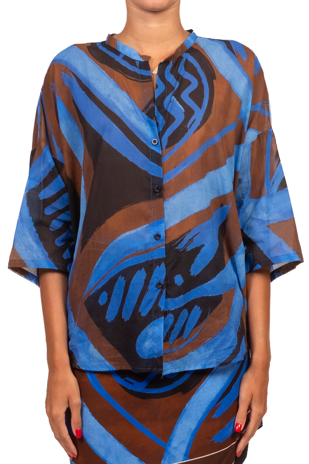Tensione In - Camicia in mussola fantasia geometrica astratta Art. PE260571