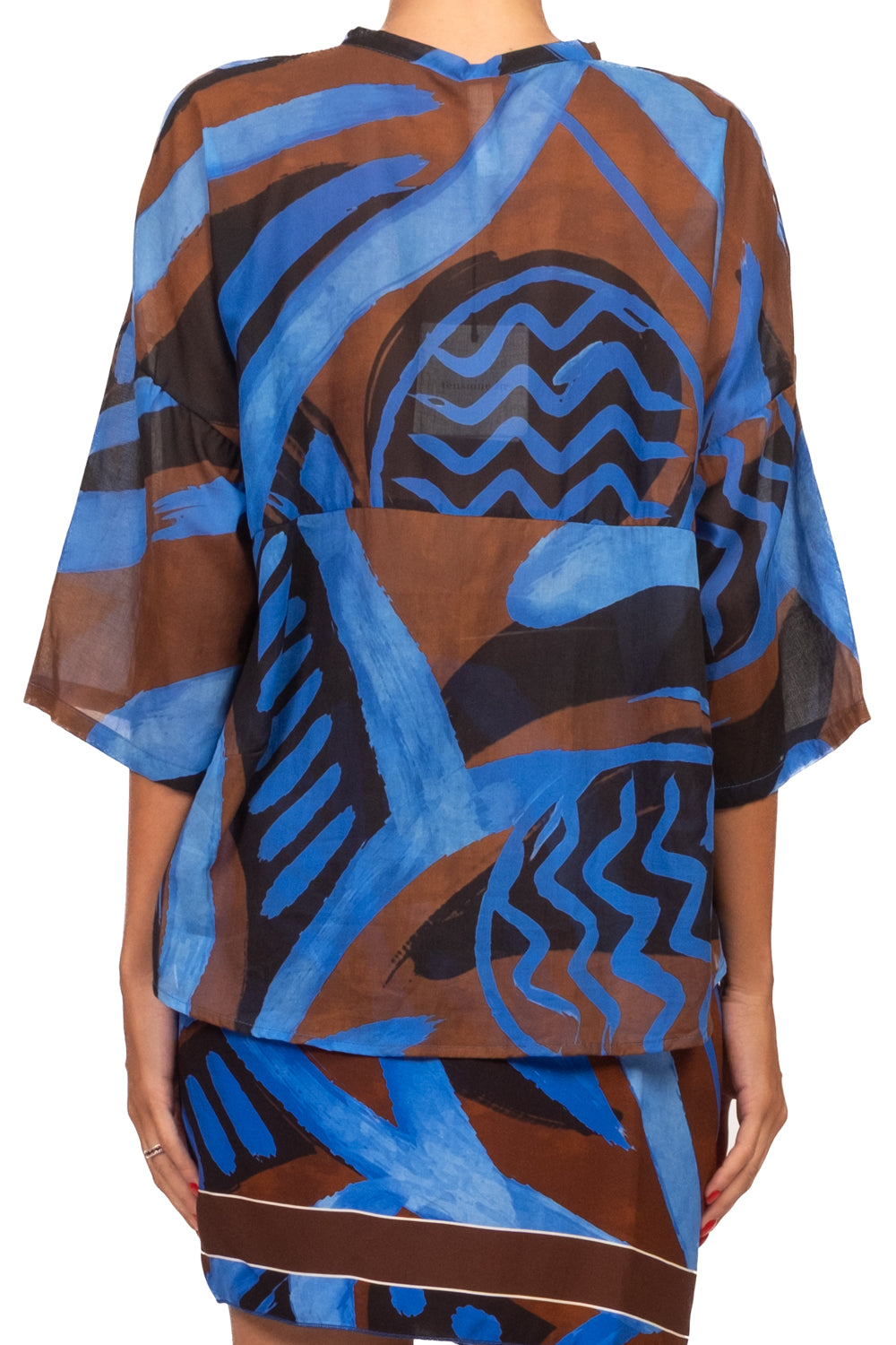 Tensione In - Camicia in mussola fantasia geometrica astratta Art. PE260571