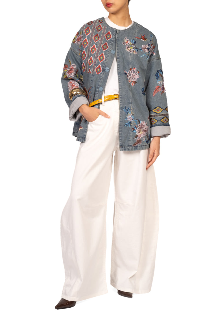 Emunà - Giacca in denim ricamata