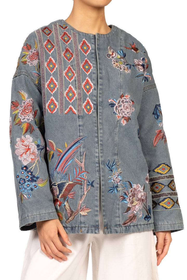 Emunà - Giacca in denim ricamata