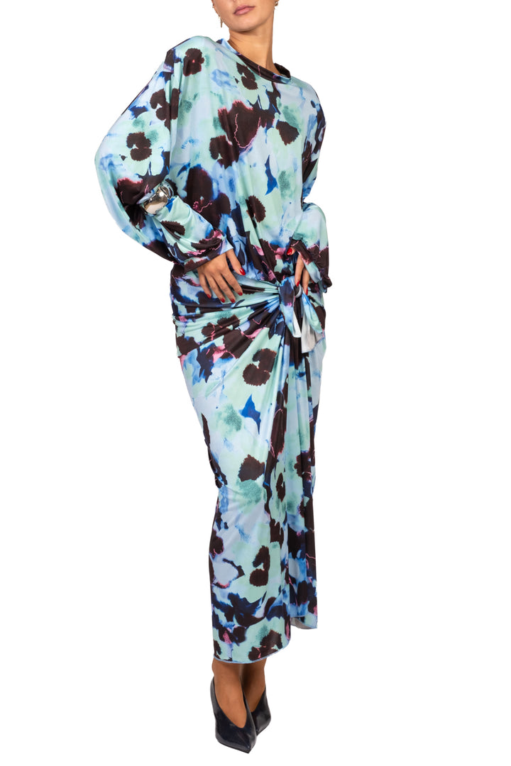 Tensione in - Abito lungo fantasia con nodo Art. FW260108
