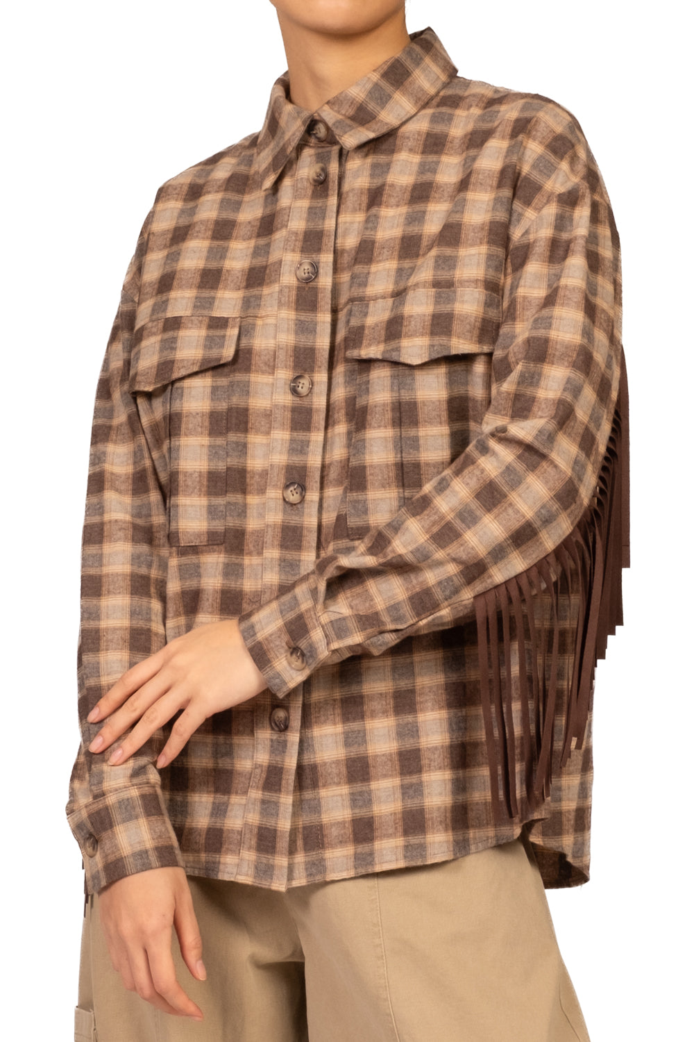 Vicolo - Camicia quadri con frange Art. RAC0315