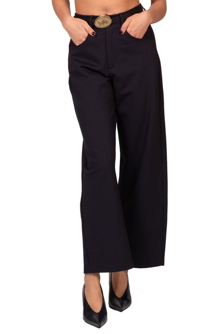 Tensione in - Pantalone barrel punto milano con cintura Art. W26P649