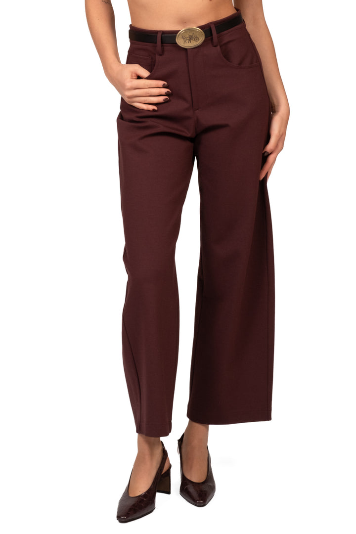 Tensione in - Pantalone barrel punto milano con cintura Art. W26P649