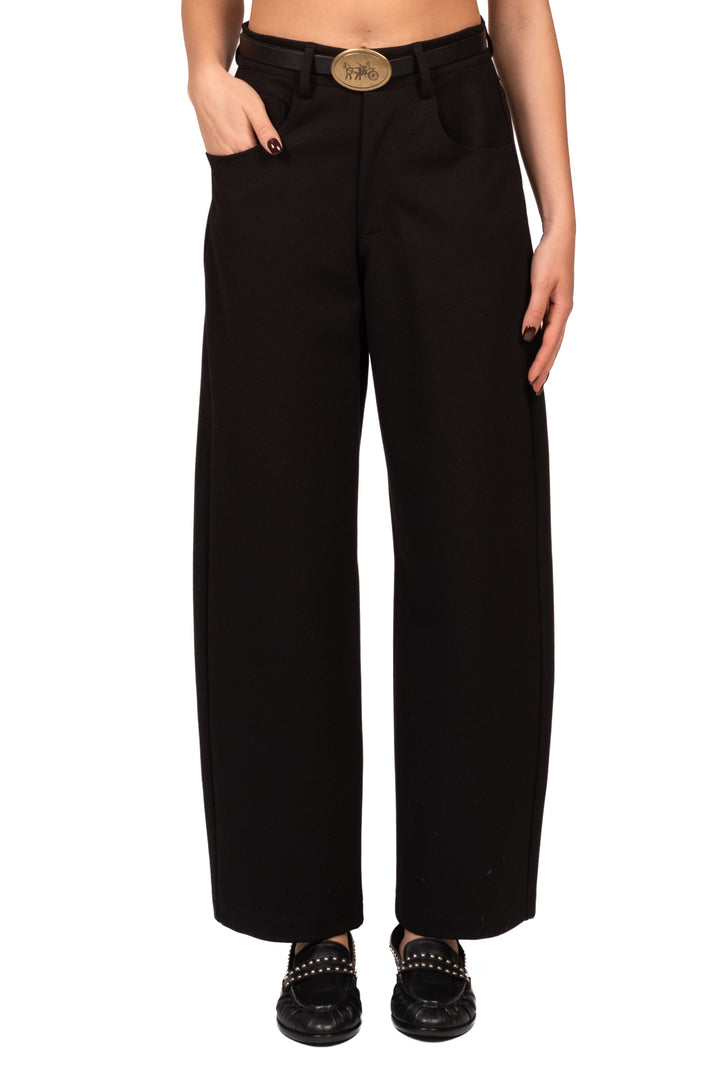 Tensione in - Pantalone barrel punto milano con cintura Art. W26P649