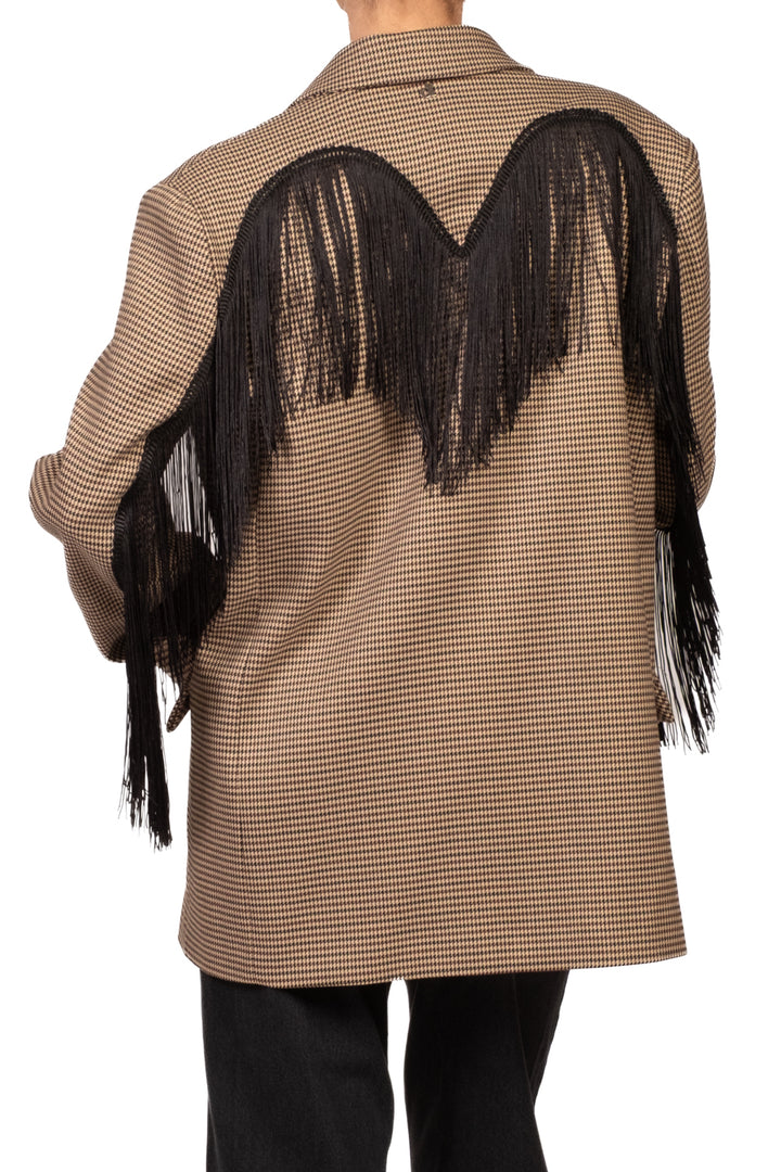 Dixie - Giacca pied de poule con frange Art. J845B050