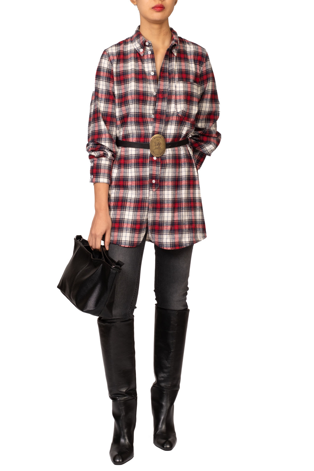 Tensione In - Camicia check con cintura Art. W26C652