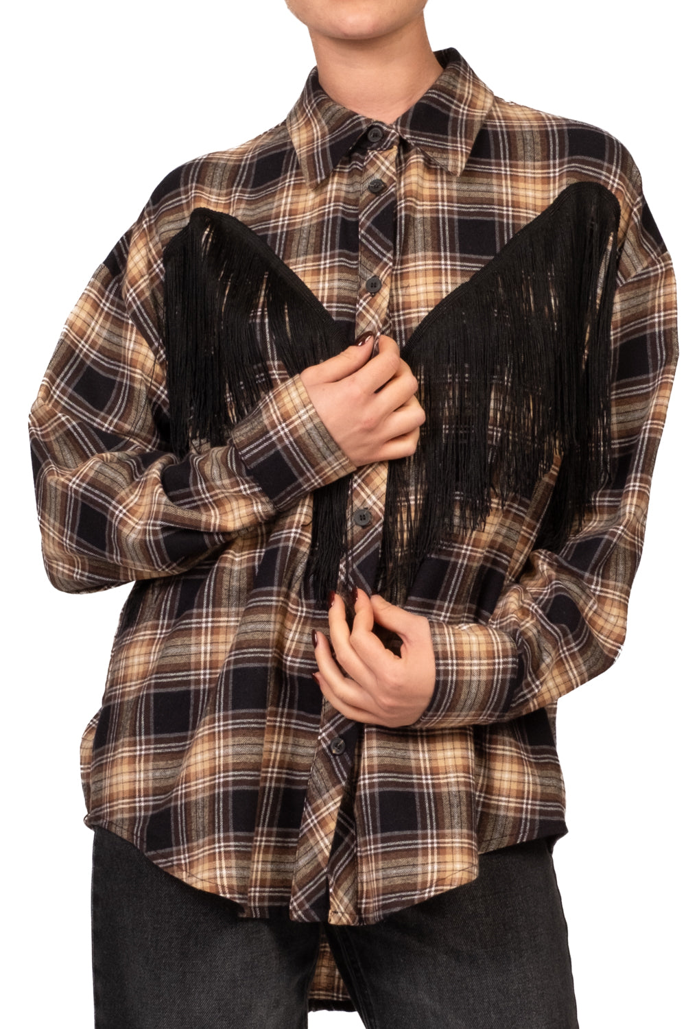 Tensione In - Camicia check con frange Art. 27C6417