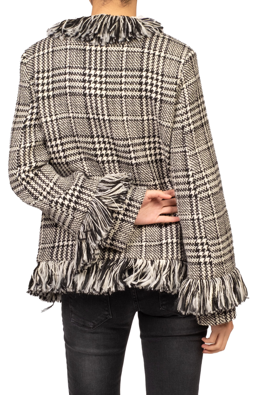 Tensione In - Cappotto pied de poule con frange Art. 40309