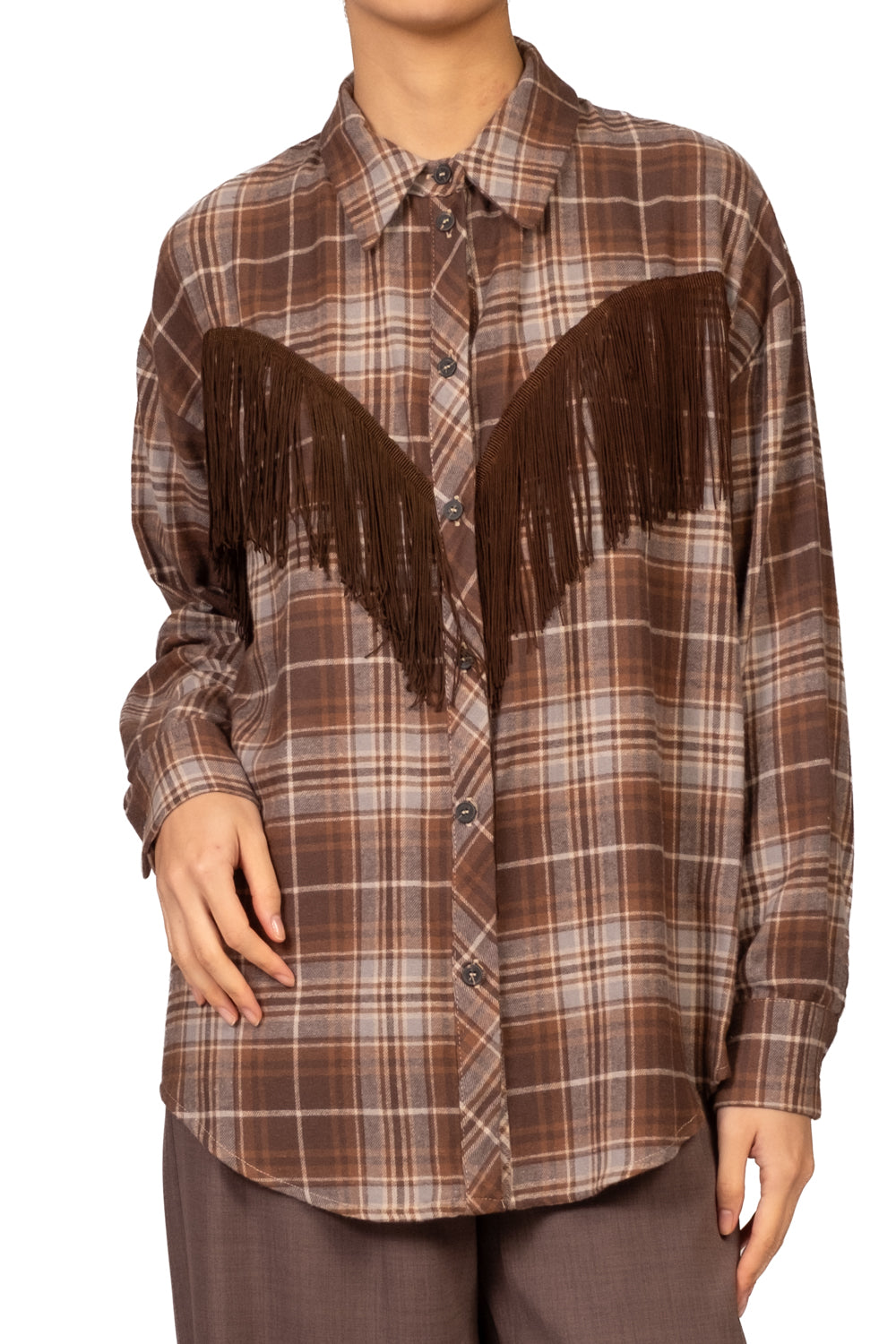 Tensione In - Camicia check con frange Art. 27C6417
