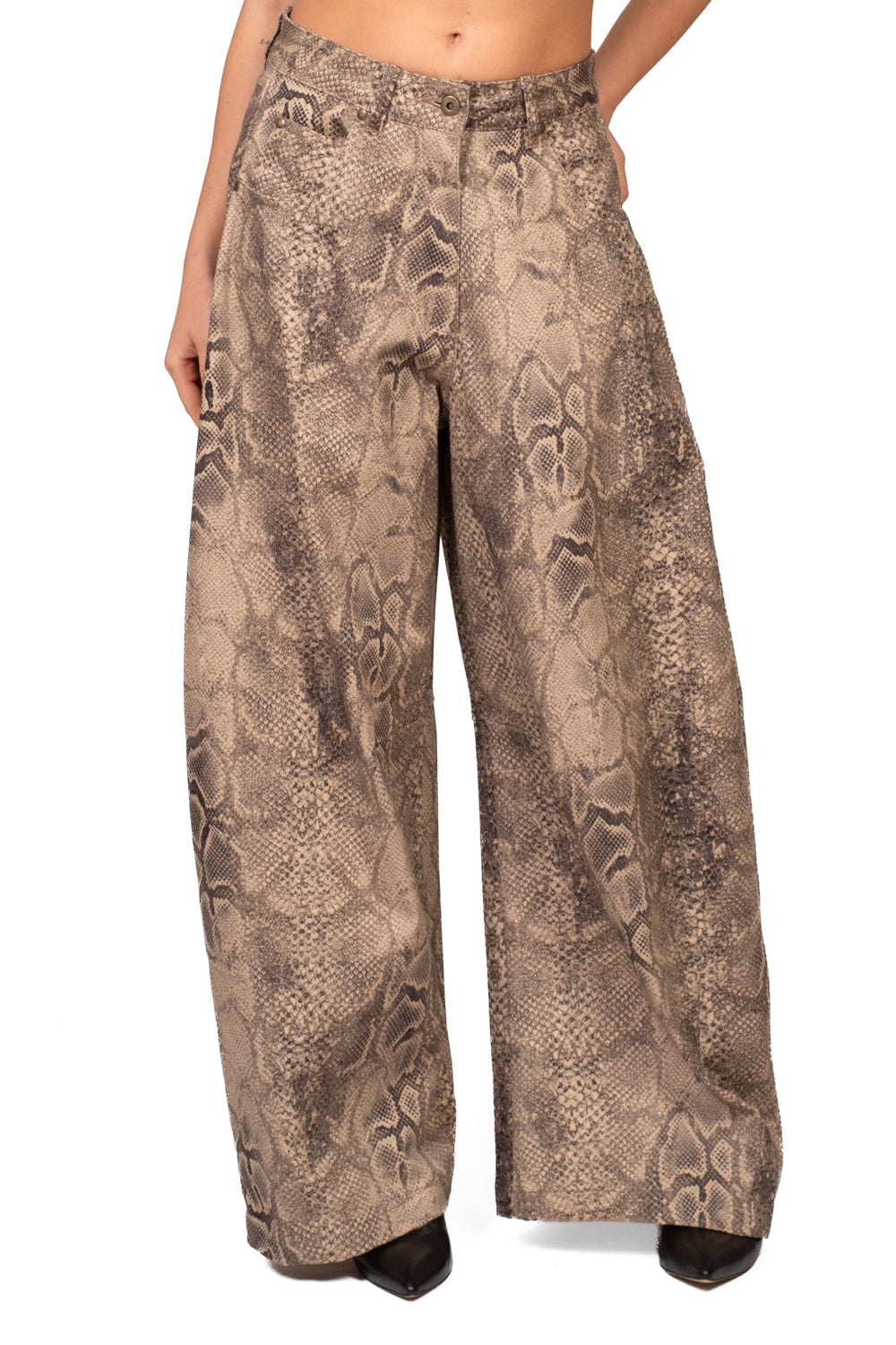 Tensione In - Pantalone pitonato barrel ampio Art. 40575