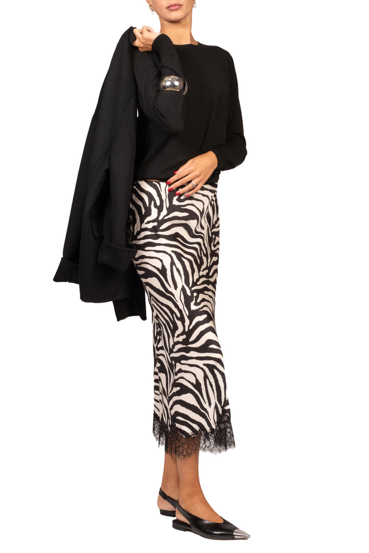 Tensione In - Gonna fantasia animalier con pizzo Art. 40647