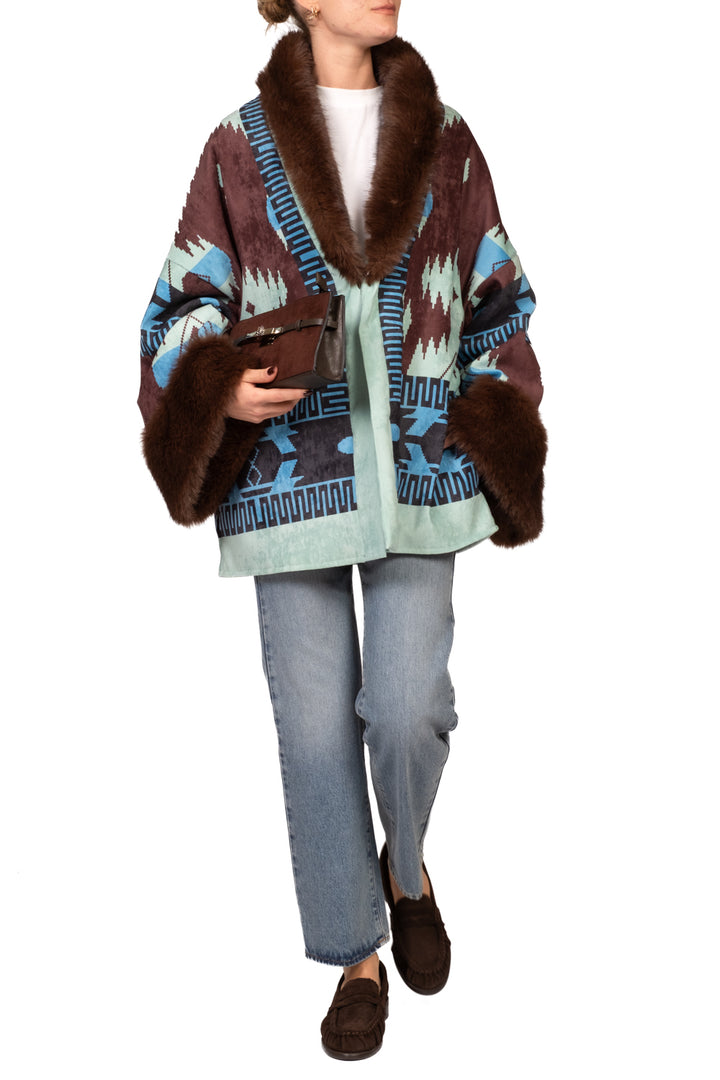 Tensione In - Kimono imbottito  eco pelliccia Art. FW260115