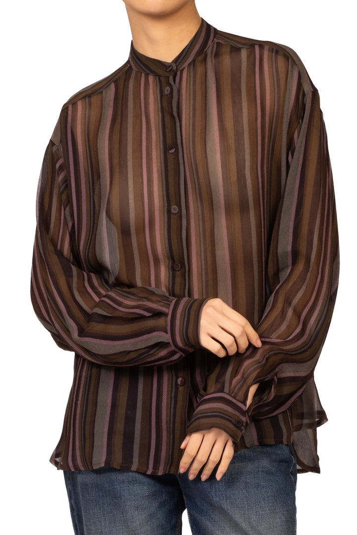Tensione In - Camicia rigata collo coreano Art. W26C700