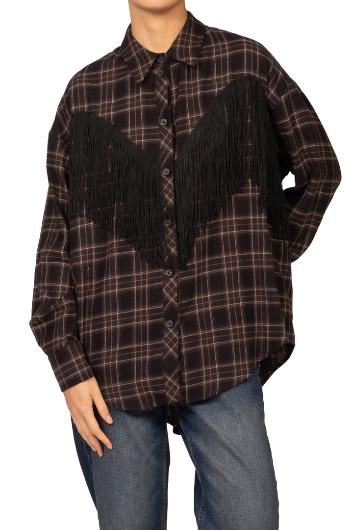Tensione In - Camicia check con frange Art. 27C6416