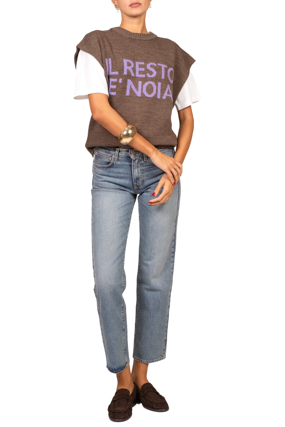 Tensione in - Gilet in maglia "Il Resto è Noia" Art. W6HMT12A400