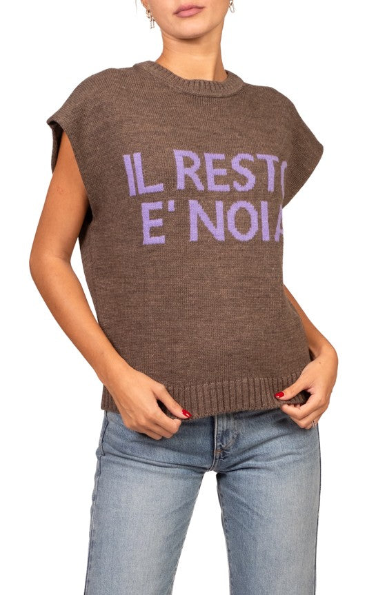 Tensione in - Gilet in maglia "Il Resto è Noia" Art. W6HMT12A400