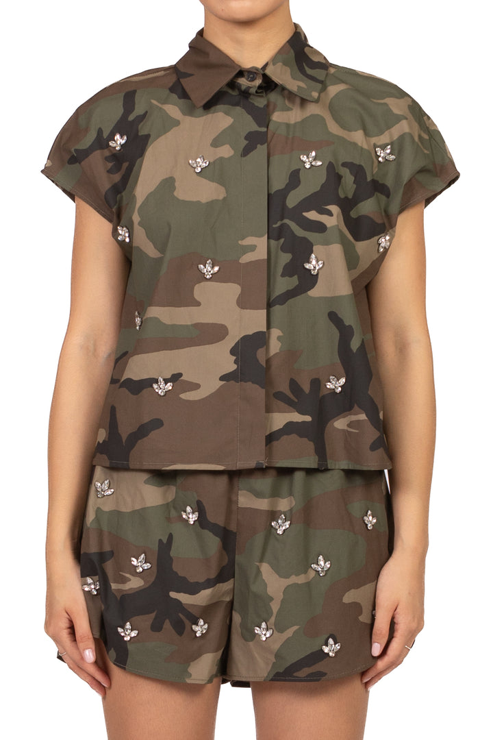 Tensione In - Camicia camouflage con applicazioni Art. 26C5505