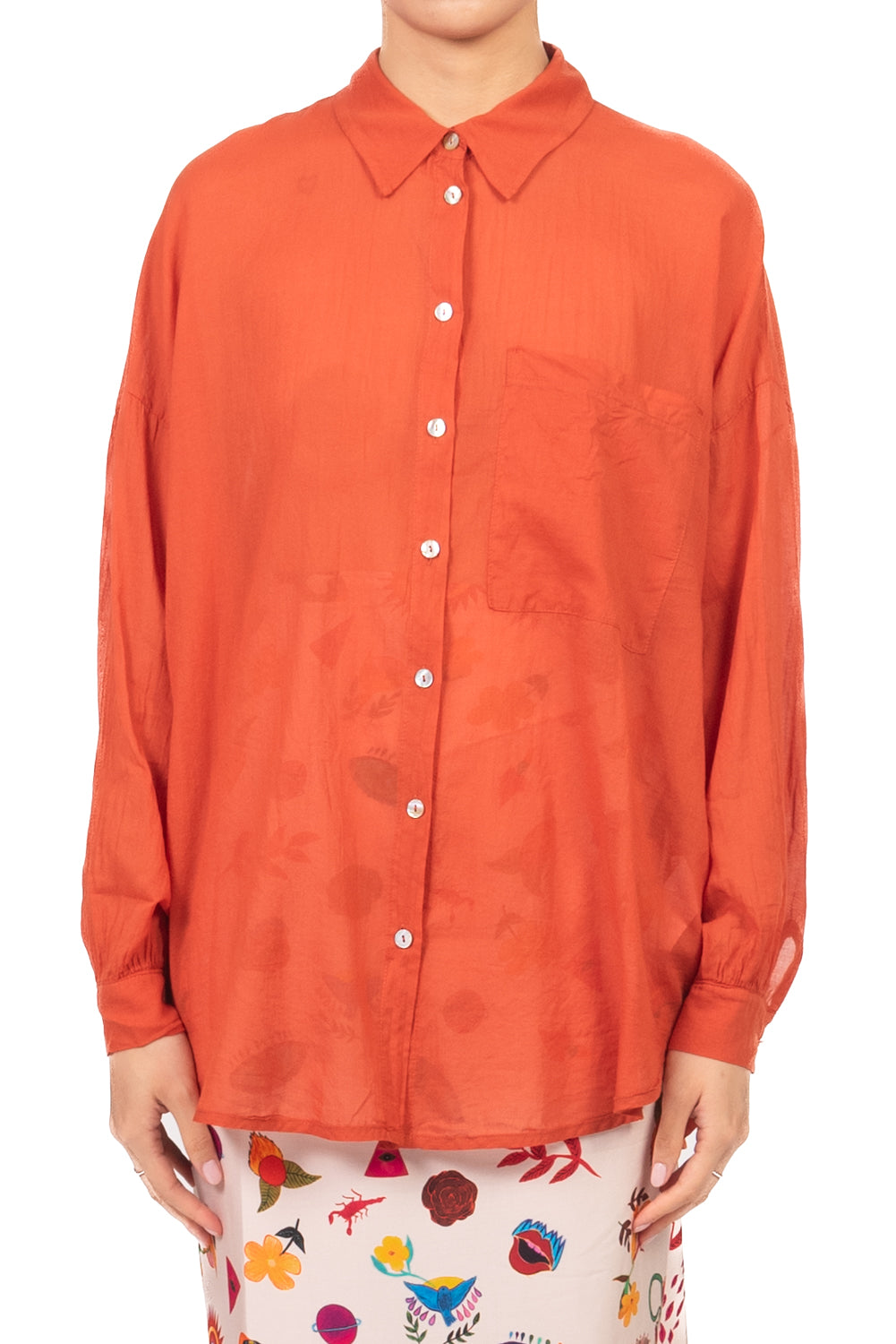 Tensione In - Camicia over in mussola con taschino Art. F8021C35R-PE26