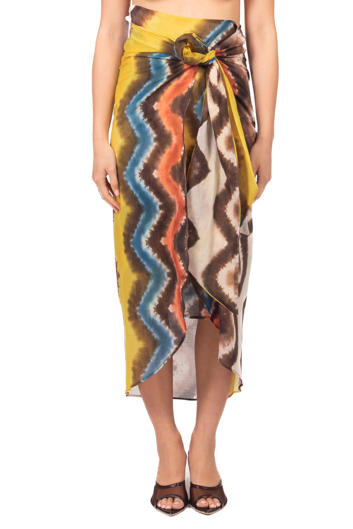 Vicolo - Completo fantasia tie-dye top e gonna con nodo Art. TAB3102