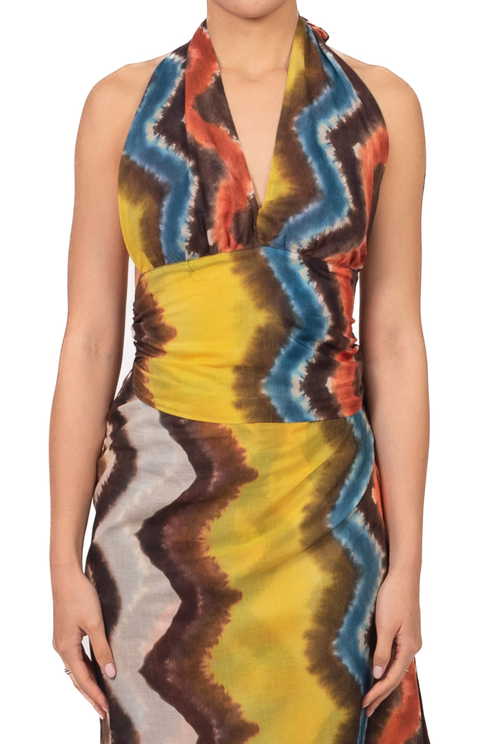 Vicolo - Completo fantasia tie-dye top e gonna con nodo Art. TAB3102