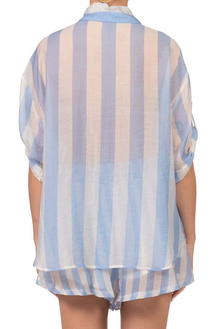 Tensione In - Camicia rigata con taschini ricamati Art. PE260337