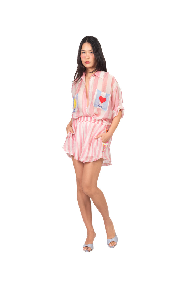 Tensione In - Camicia rigata con taschini ricamati Art. PE260337