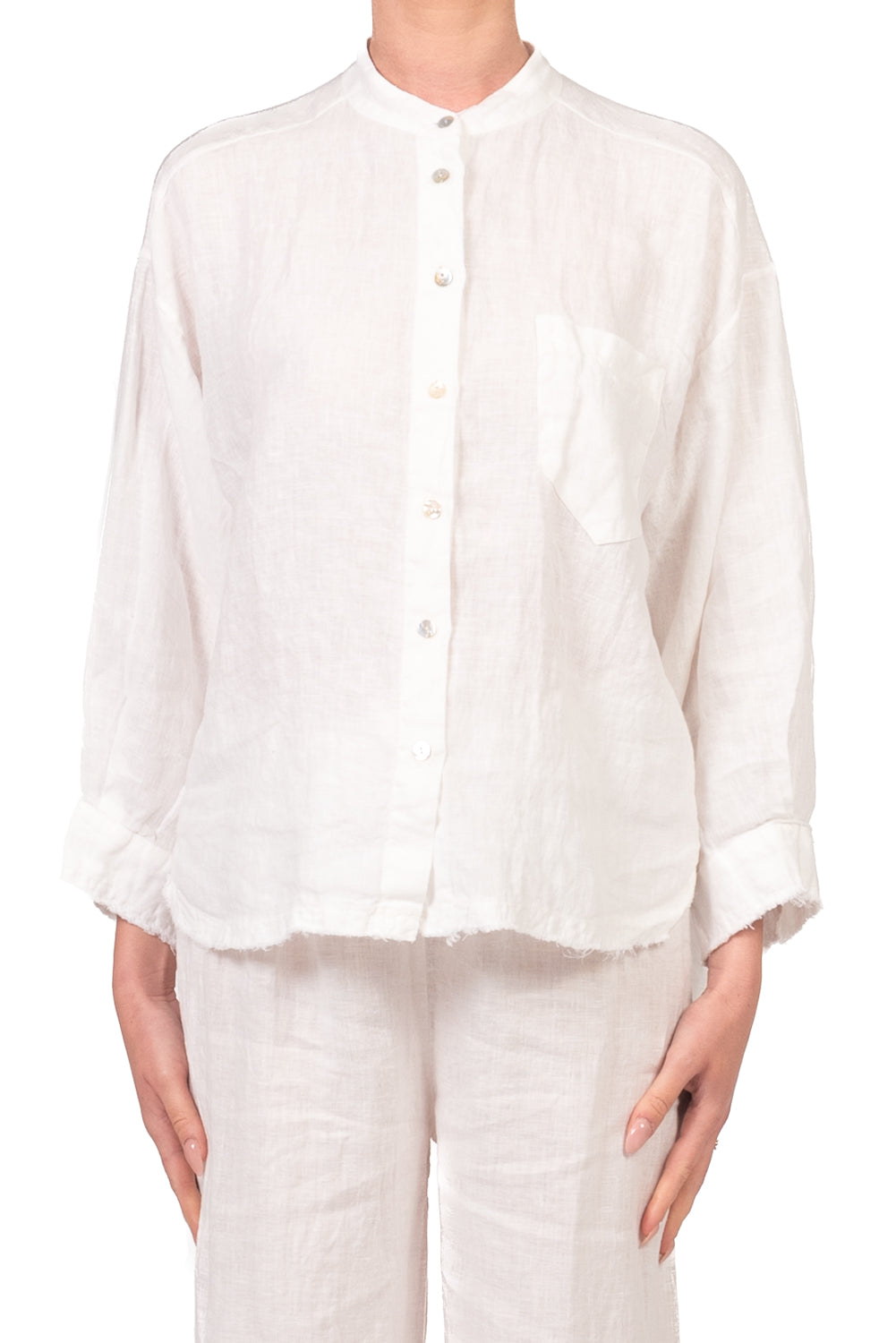 Tensione In - Camicia in lino sfrangiata Art. S26CD54