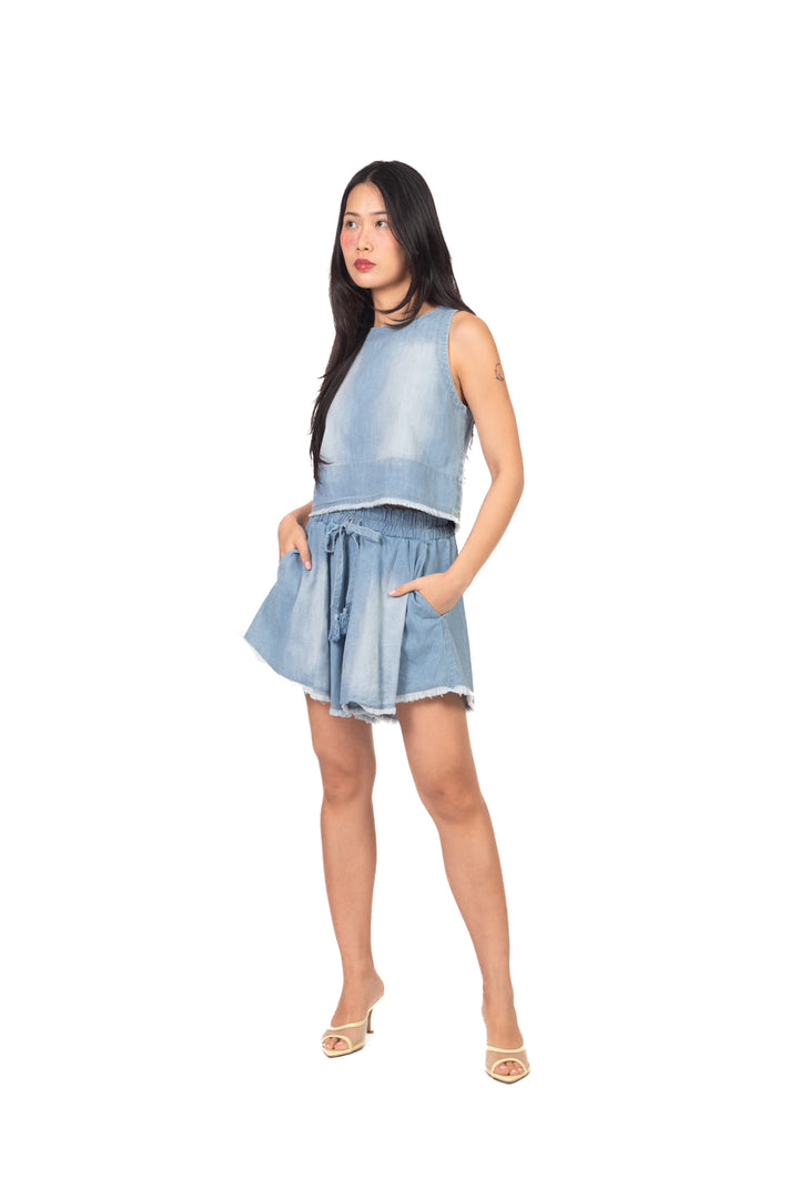Tensione In - Top denim sfrangiato Art. S26TK06