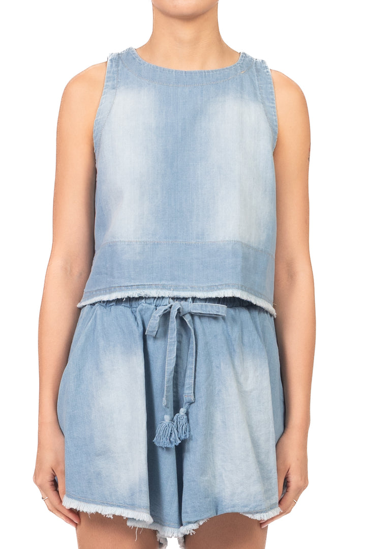 Tensione In - Top denim sfrangiato Art. S26TK06