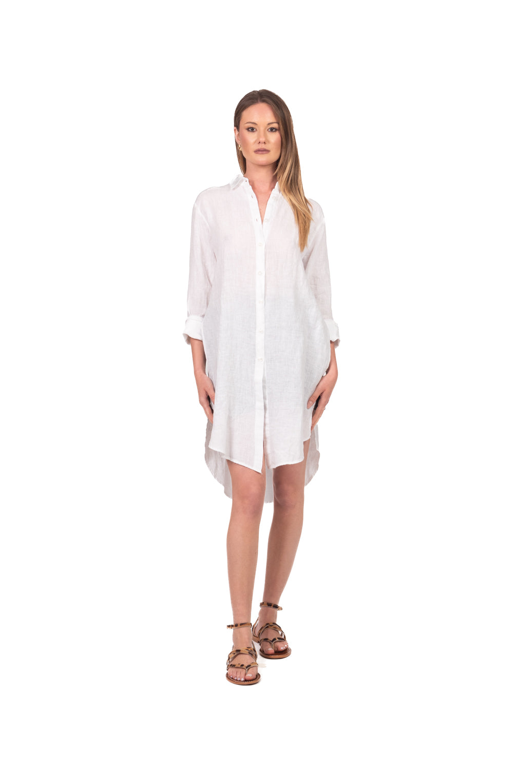 Tensione In - Camicia lunga in lino con spacchi Art. C1900-T117SWBAS-PE26