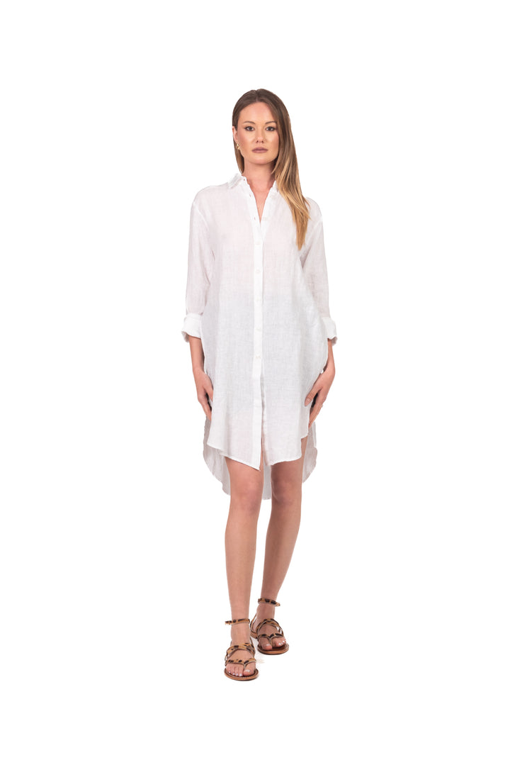 Tensione In - Camicia lunga in lino con spacchi Art. C1900-T117SWBAS-PE26