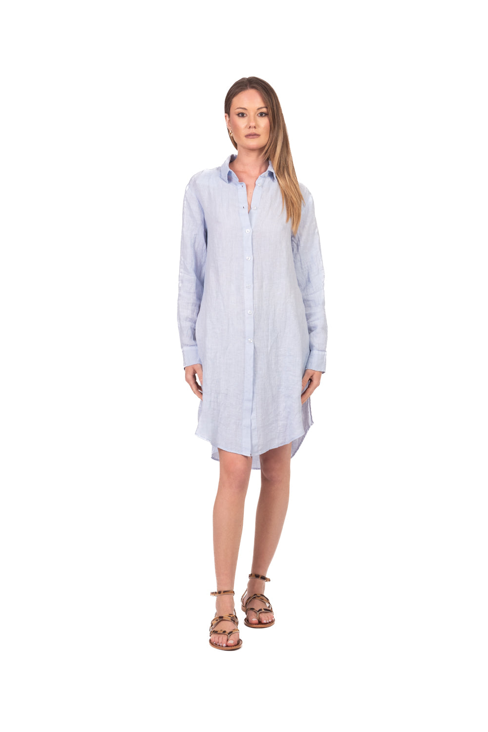 Tensione In - Camicia lunga in lino con spacchi Art. C1900-T117SWBAS-PE26
