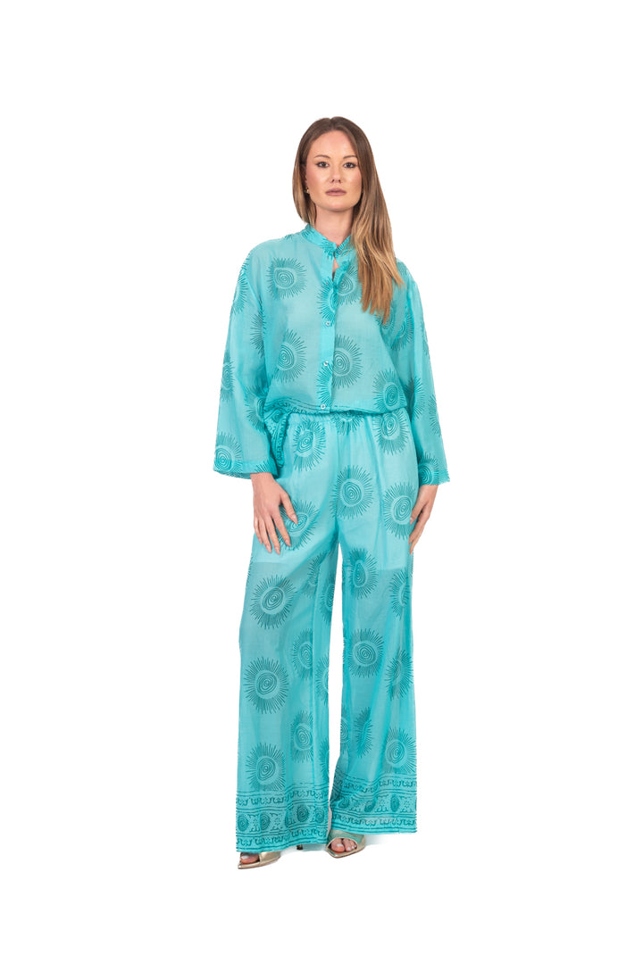 Tensione In - Pantalone palazzo fantasia in mussola Art. PE260403