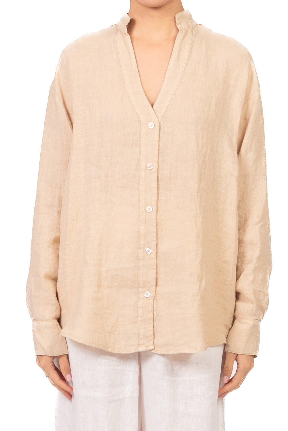 Tensione In - Camicia in lino collo coreano Art. C7038-T117-SWBAS