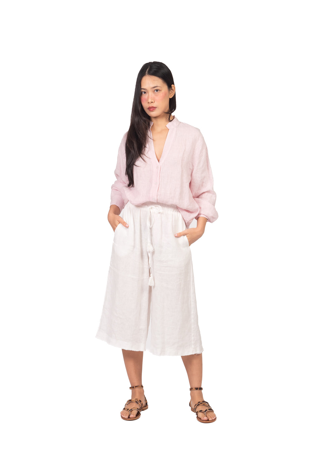 Tensione In - Camicia in lino collo coreano Art. C7038-T117-SWBAS
