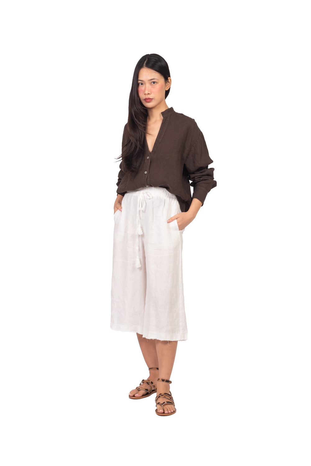 Tensione In - Camicia in lino collo coreano Art. C7038-T117-SWBAS